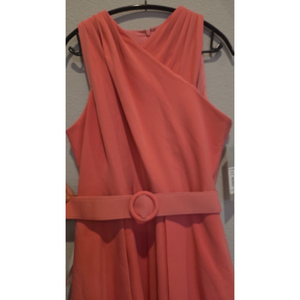 Kay Unger New York Pink Walk-Thru Jumpsuit Overskirt Belted Formal NWT 14 - Picture 6 of 16
